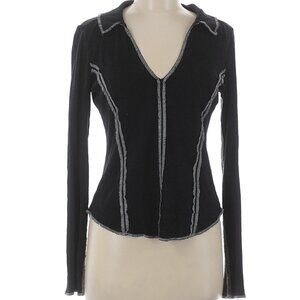 ANTHROPOLOGIE Pilcro Stitched Long Sleeve Top Black